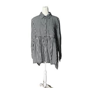 Zara Womens Black White Gingham Babydoll Peplum Top Cottagecore Sz Small Tunic